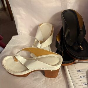 Elegant Women's Black and White Leather Mules